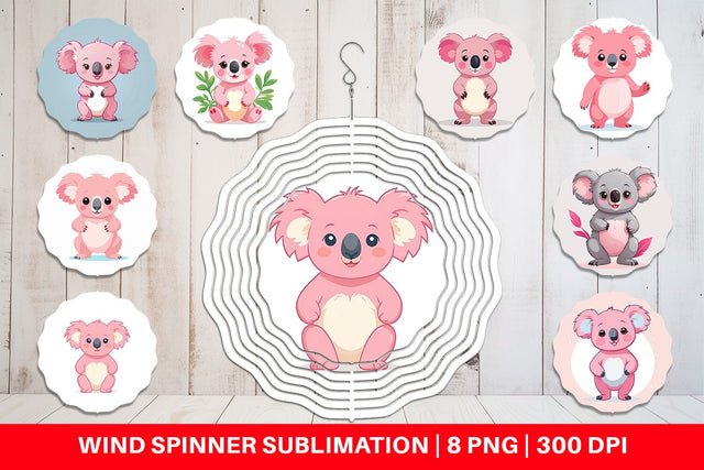 Wind Spinner Pink Koala Valentine Sublimation artnoy 