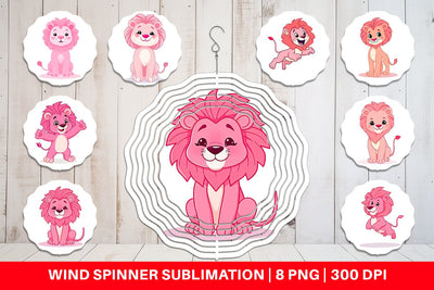 Wind Spinner Pink Lion Valentine Sublimation artnoy 
