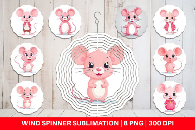 Wind Spinner Pink Mouse Valentine Sublimation artnoy 