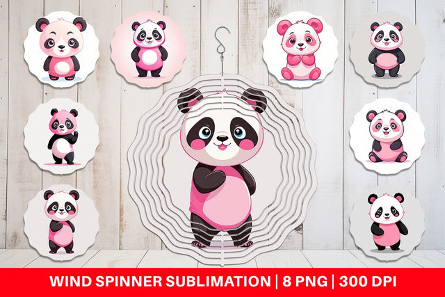 Wind Spinner Pink Panda Valentine Sublimation artnoy 