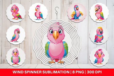 Wind Spinner Pink Parrot Valentine Sublimation artnoy 