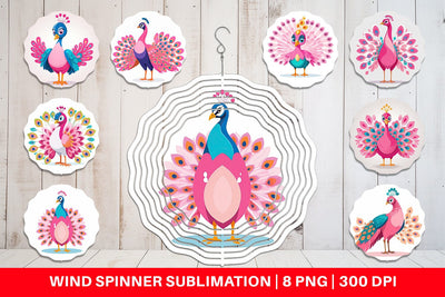 Wind Spinner Pink Peacock Valentine Sublimation artnoy 