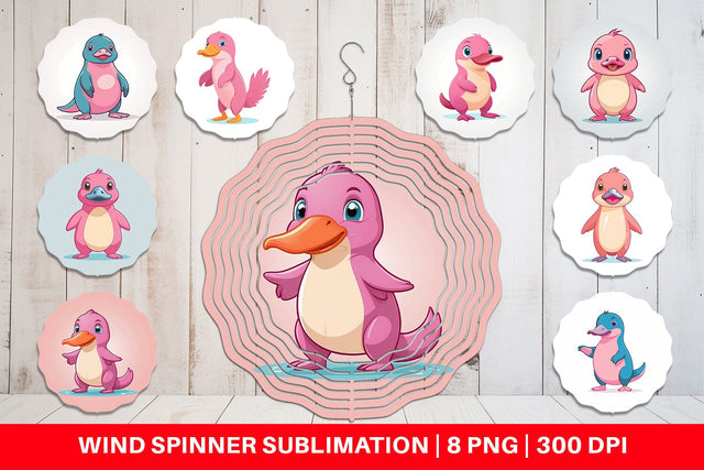 Wind Spinner Pink Platypus Valentine Sublimation artnoy 