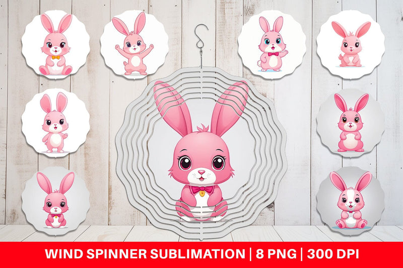 Wind Spinner Pink Rabbit Valentine Sublimation artnoy 