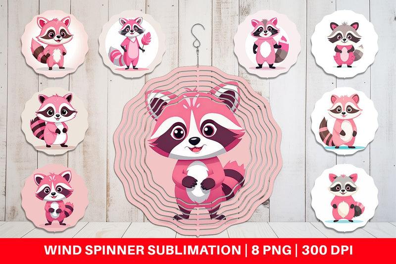Wind Spinner Pink Raccoon Valentine Sublimation artnoy 