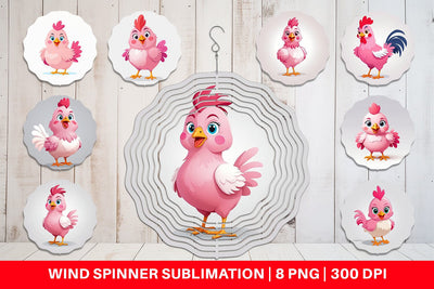 Wind Spinner Pink Rooster Valentine Sublimation artnoy 