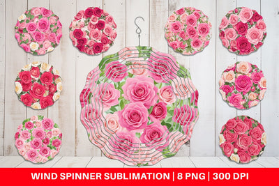 Wind Spinner Pink Rose Pattern Sublimation artnoy 