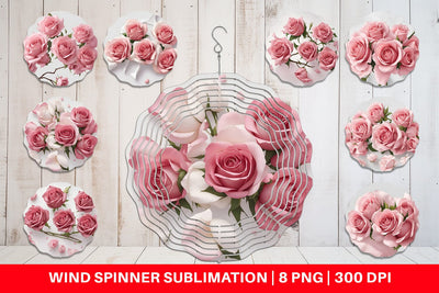 Wind Spinner Pink Rose Sublimation artnoy 
