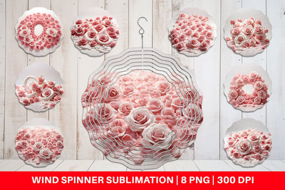 Wind Spinner Pink Roses Flower Sublimation artnoy 