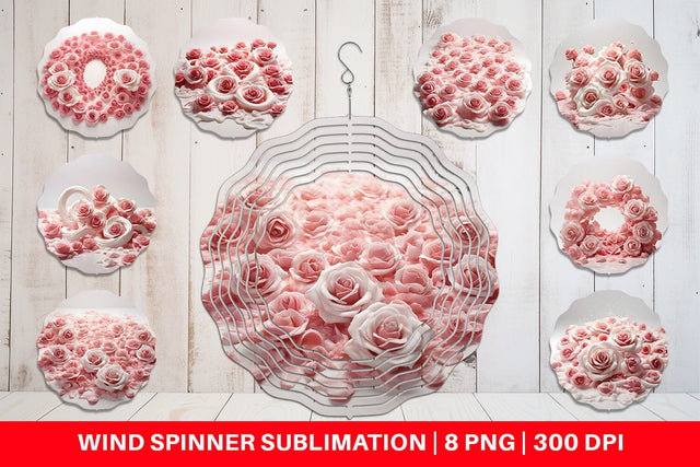 Wind Spinner Pink Roses Flower Sublimation artnoy 