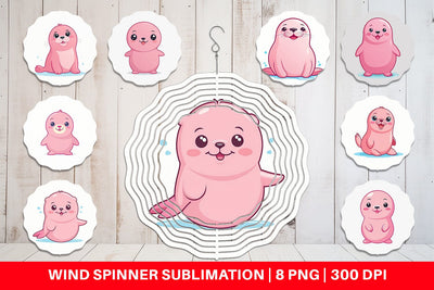 Wind Spinner Pink Seal Valentine Sublimation artnoy 