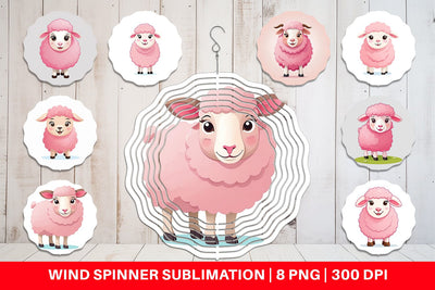 Wind Spinner Pink Sheep Valentine Sublimation artnoy 