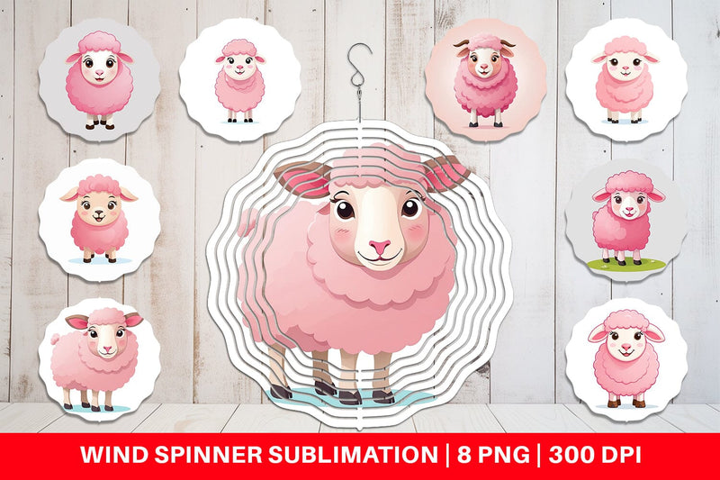 Wind Spinner Pink Sheep Valentine Sublimation artnoy 