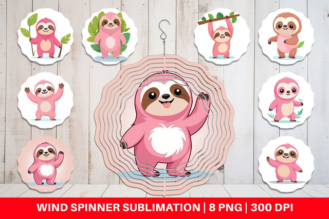 Wind Spinner Pink Sloth Valentine Sublimation artnoy 