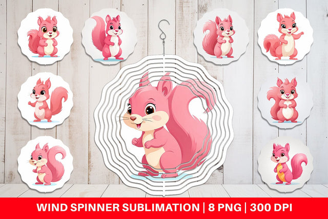 Wind Spinner Pink Squirrel Valentine Sublimation artnoy 