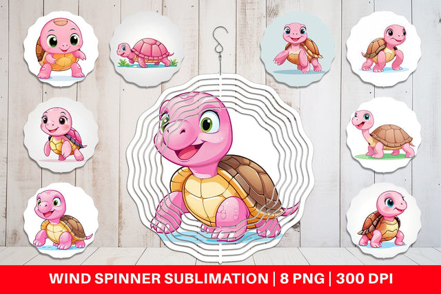 Wind Spinner Pink Turtle Valentine Sublimation artnoy 