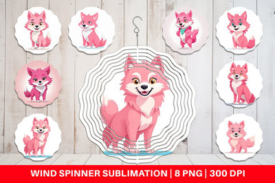 Wind Spinner Pink Wolf Valentine Sublimation artnoy 