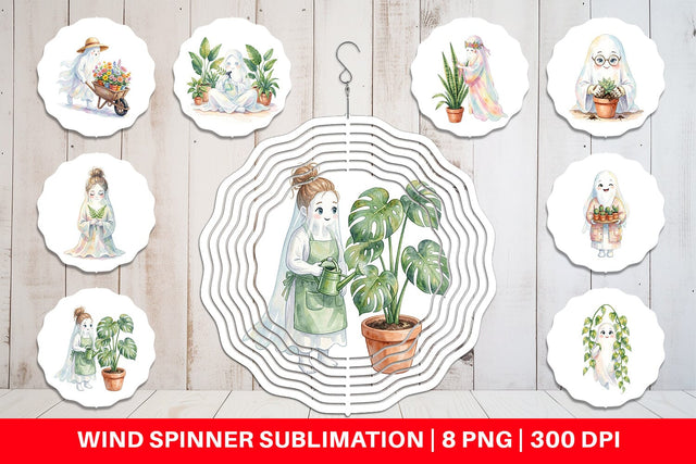 Wind Spinner Plant Mom Ghost Sublimation artnoy 