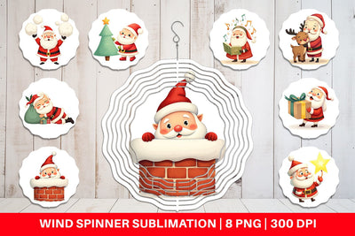 Wind Spinner Playful Christmas Santa Sublimation artnoy 