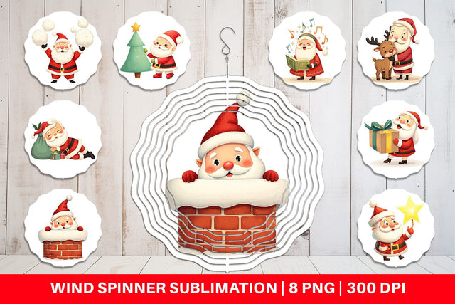 Wind Spinner Playful Christmas Santa Sublimation artnoy 