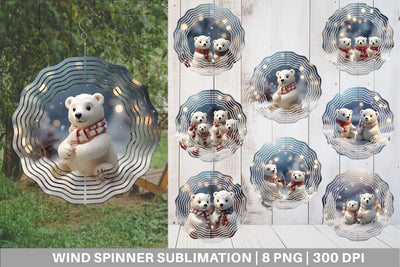 Wind Spinner Polar Bears Christmas Sublimation artnoy 