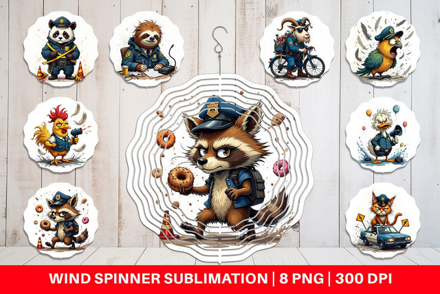 Wind Spinner Police Chaos Critters Sublimation artnoy 