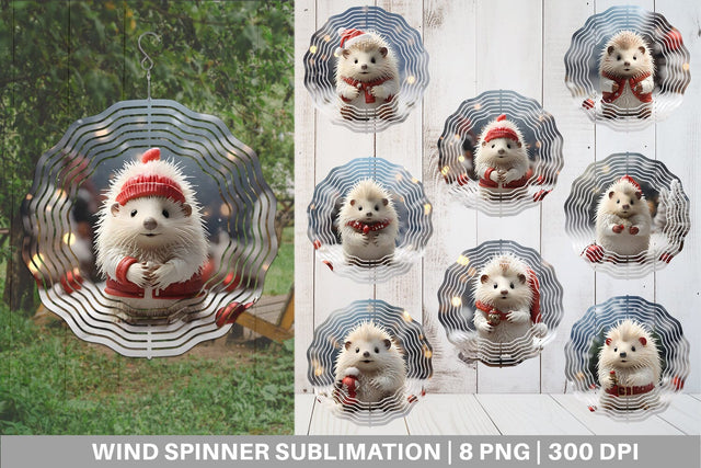 Wind Spinner Porcupine Christmas Sublimation artnoy 