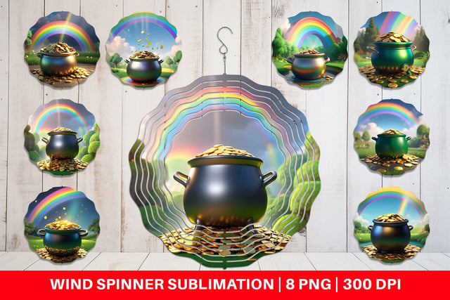 Wind Spinner Pot of Gold Patrick's Day Sublimation artnoy 