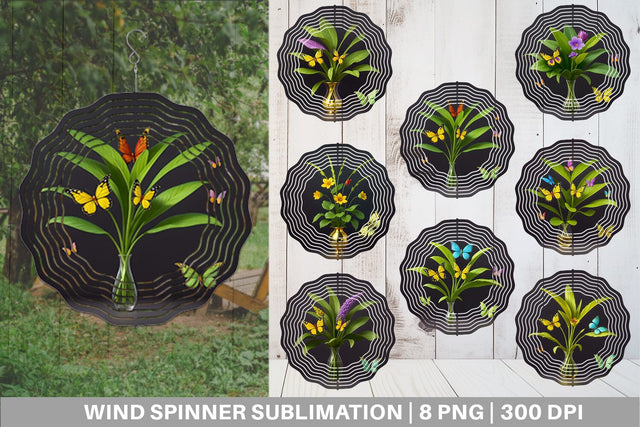 Wind Spinner Pot Plants and Butterfly Sublimation artnoy 