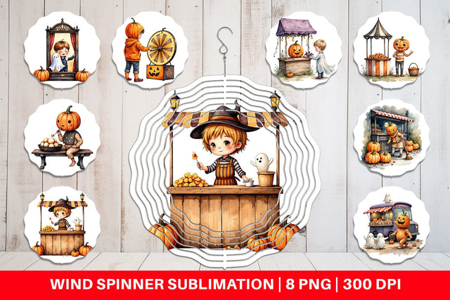 Wind Spinner Pumpkin Market Adventure Sublimation artnoy 