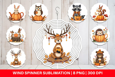 Wind Spinner Pumpkin Tea Animals Sublimation artnoy 