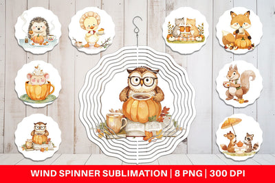 Wind Spinner Pumpkin Tea Animals Sublimation artnoy 