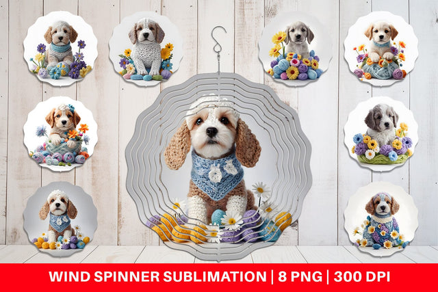 Wind Spinner Puppy Easter Embroidery Sublimation artnoy 