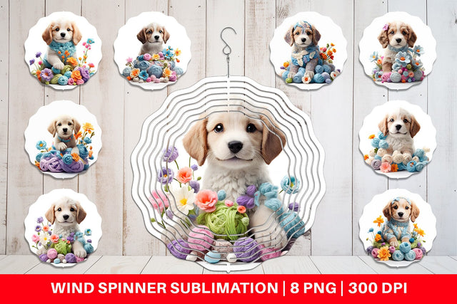 Wind Spinner Puppy Easter Embroidery Sublimation artnoy 