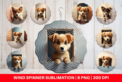 Wind Spinner Puppy Peeks from Wall Sublimation artnoy 
