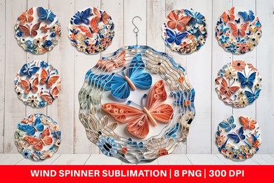 Wind Spinner Quilling Butterflies Sublimation artnoy 