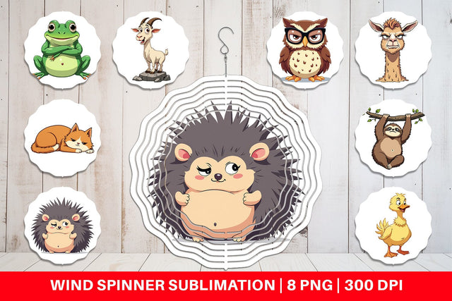 Wind Spinner Quirky Sarcastic Animals Sublimation artnoy 
