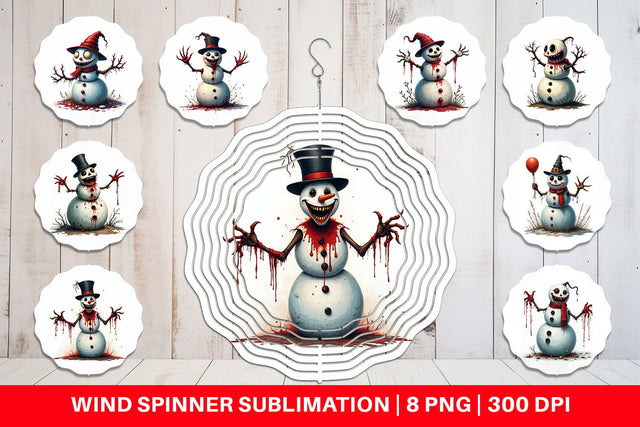 Wind Spinner Quirky Snowman Sublimation artnoy 