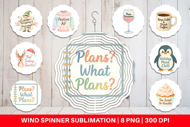 Wind Spinner Quotes Watercolor Christmas Survival Kit Sublimation artnoy 