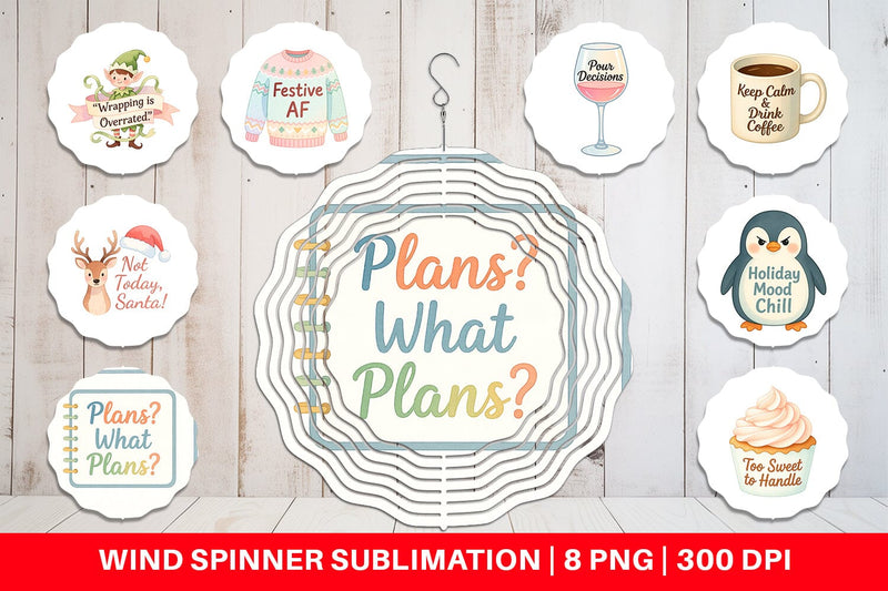 Wind Spinner Quotes Watercolor Christmas Survival Kit Sublimation artnoy 