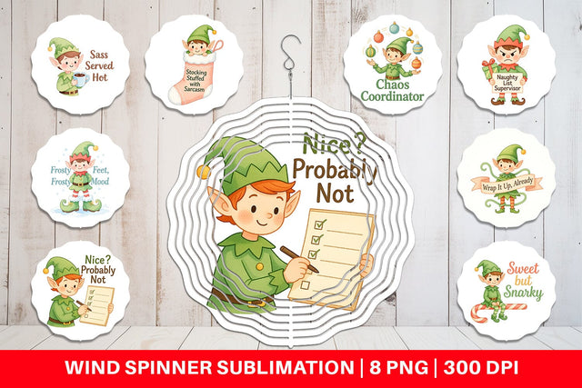 Wind Spinner Quotes Watercolor Elf Antics and Sarcasm Sublimation artnoy 