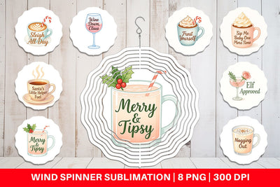 Wind Spinner Quotes Watercolor Holiday Beverage Humor Sublimation artnoy 