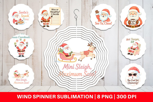 Wind Spinner Quotes Watercolor Sassy Santa Claus Sublimation artnoy 
