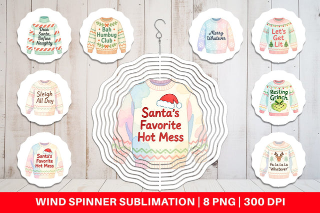 Wind Spinner Quotes Watercolor Ugly Sweater Sass Sublimation artnoy 