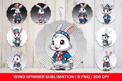 Wind Spinner Rabbit 4th of July Sublimation artnoy 