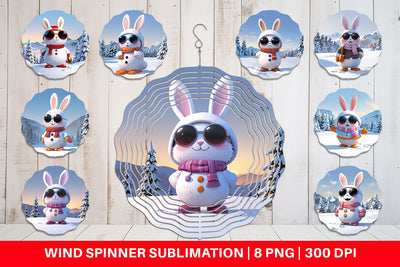 Wind Spinner Rabbit Christmas Sublimation artnoy 