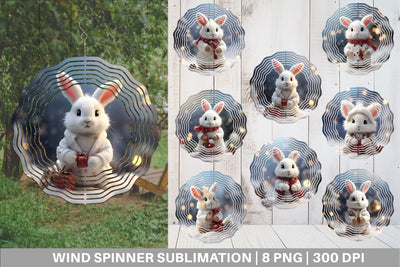 Wind Spinner Rabbit Christmas Sublimation artnoy 