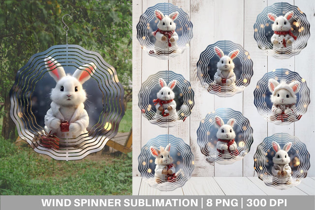 Wind Spinner Rabbit Christmas Sublimation artnoy 