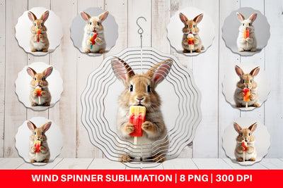Wind Spinner Rabbit Eating Ice Cream Sublimation artnoy 
