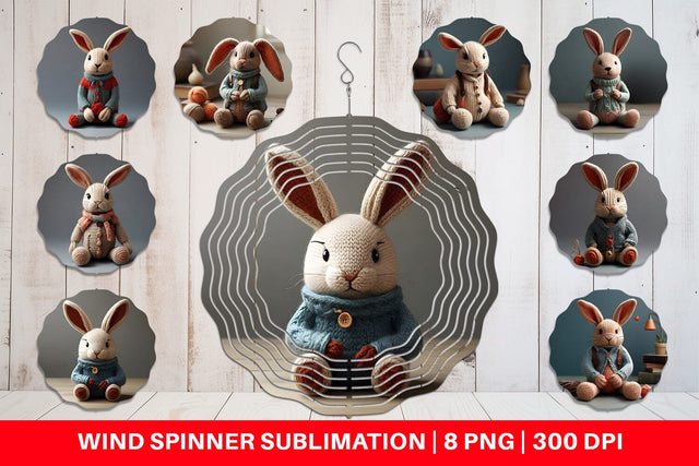 Wind Spinner Rabbit Embroidery Sublimation artnoy 